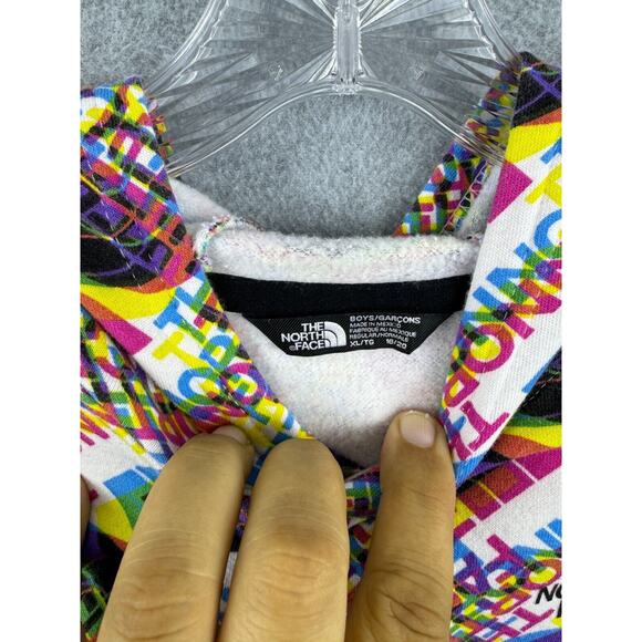 The North Face Hoodie Boys XL (18-20) Multicolor Spell‎ Out Sweatshirt Pullover - Picture 4 of 8